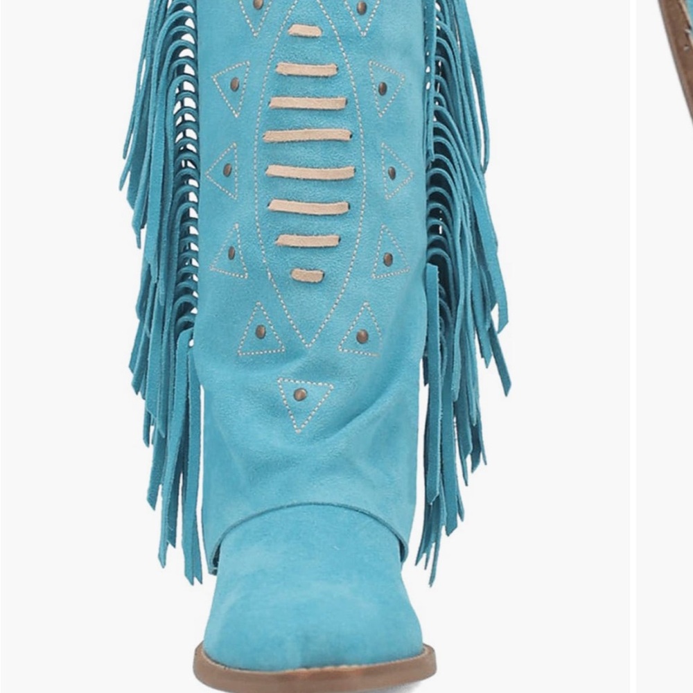 Dingo Turquoise Fringe Cowboy Boots - Picture 4 of 10